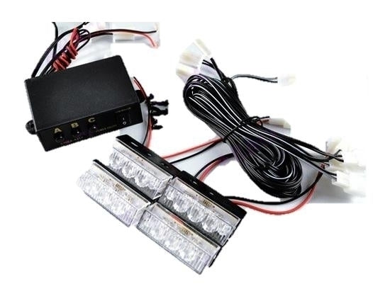 ORANJE / WIT 4 X 3 LED Flash zwaailicht 12V -flitser ORANJE / WIT 4 X 3 LED Flash zwaailicht 12V -flitser
